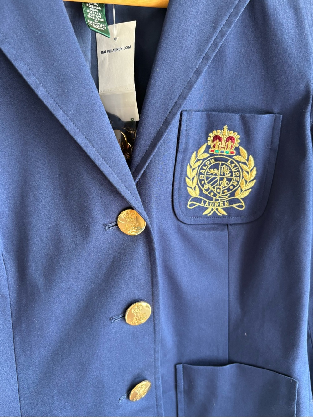 Ralph Lauren NWT Navy Crest Blazer Gold Buttons Equestrian Preppy Small - Picture 3 of 9